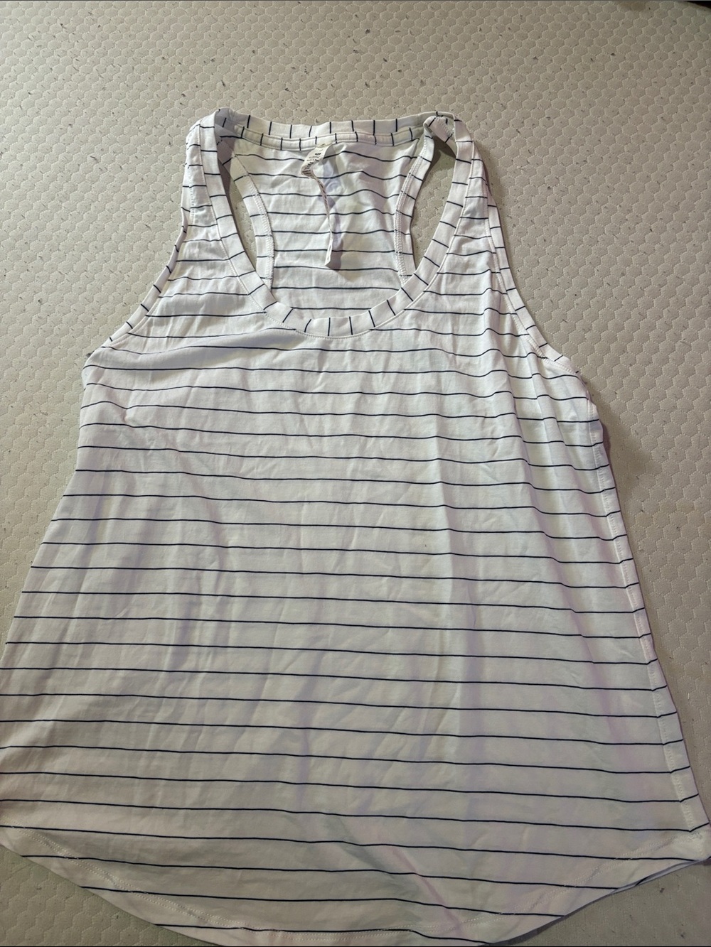 lululemon athletica White Racerback Tank with Navy Stripes